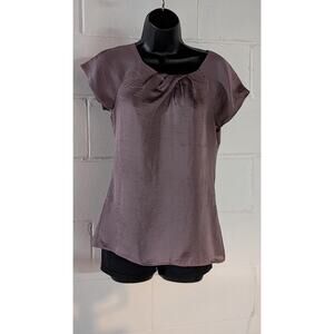 Ann Taylor Top Blouse Sleeveless Cap Sleeve Mauve Twist Neckline Size 2 Xsmall